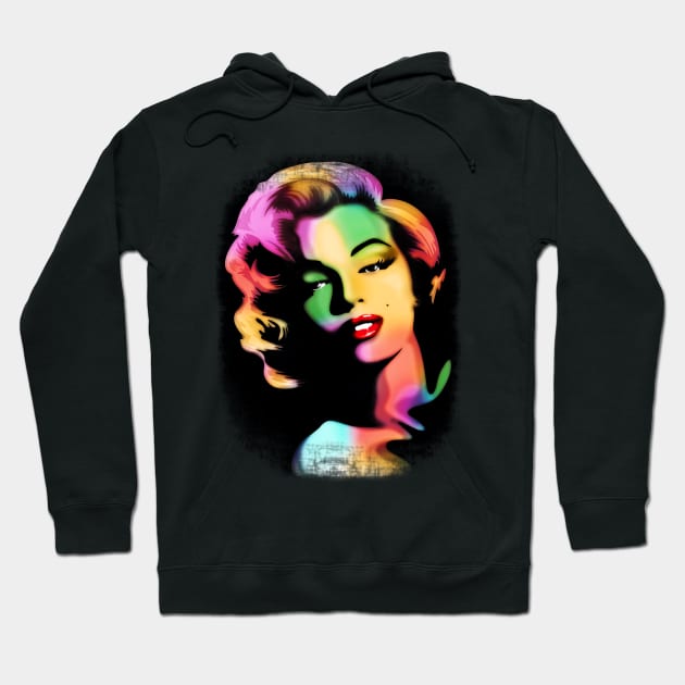 Marilyn PopArt Rainbow Colors Portrait Hoodie by BluedarkArt